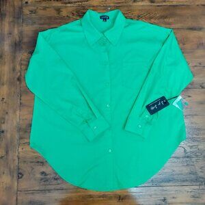 Women's Green Long-Sleeve Button-up Shirt. Size XL